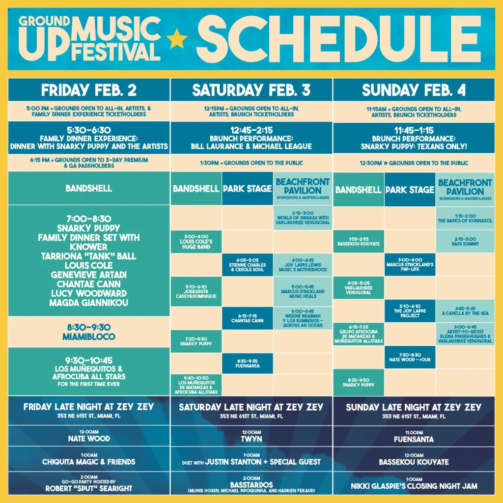 Schedule GroundUp Music Festival