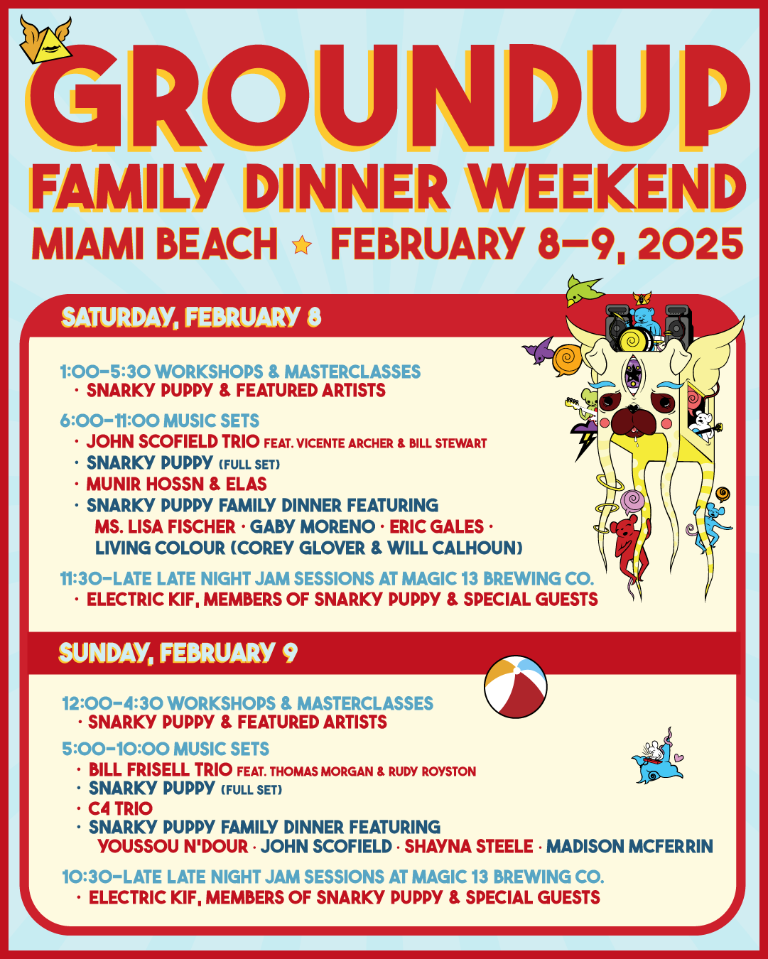 a flyer for a family dinner at the beach